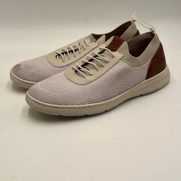 Born Marius Cream and Brown Sneakers with Breathable Fabric - Picture 1 of 8
